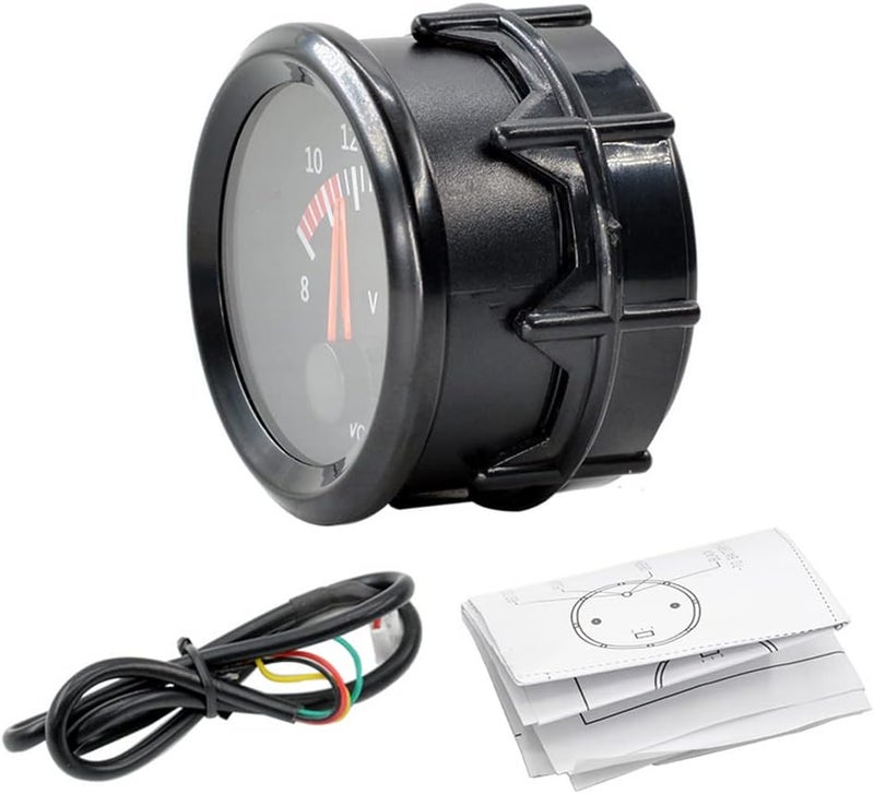 E Support Universal Car 52mm Pointer Volt Voltage Gauge Meter Kit White LED Light Pointer Indicator Dail Display Electronic - Image 5